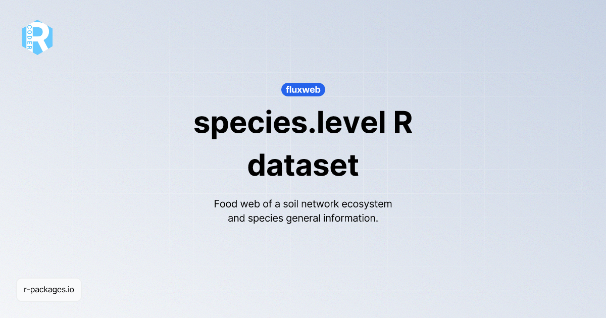 species.level dataset | R PACKAGES