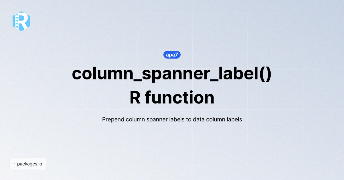 column_spanner_label() R function from [apa7] | R PACKAGES