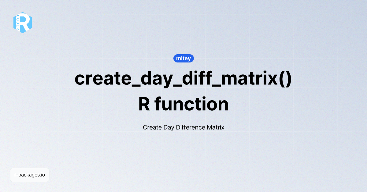 create_day_diff_matrix() R function from [mitey] | R PACKAGES